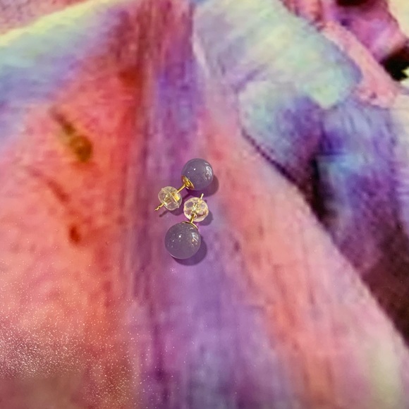 Amethyst Ball Stud Earrings - Picture 5 of 9